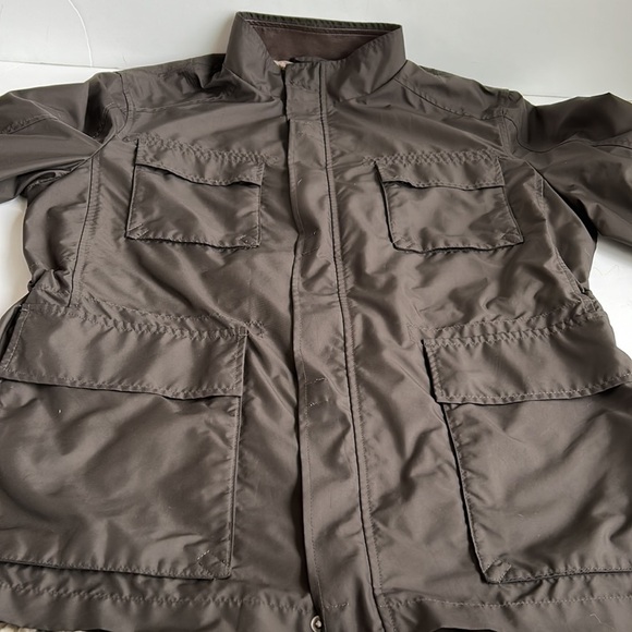 Cole Haan brown windbreaker lightweight jacket lambskin trim zip and snap close - Picture 15 of 16